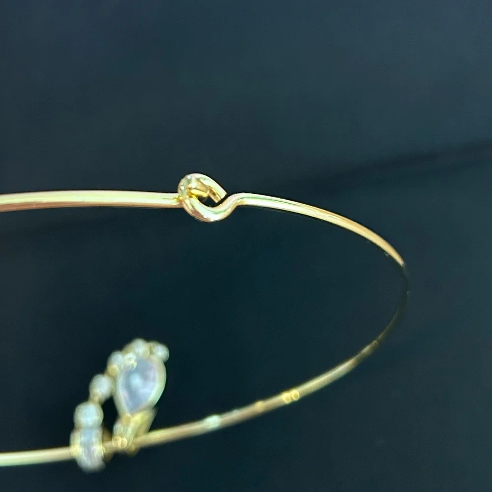 EP Jewels Yellow Gold Thin Cuff Necklace & Charms New - Picture 10 of 13